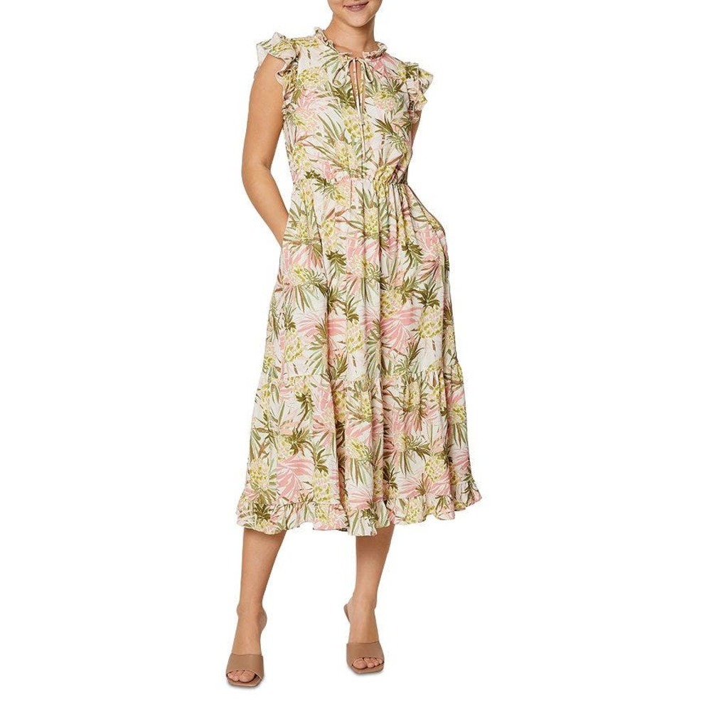 Laundry by Shelli Segal Pineapple Print Midi Dress Size 4